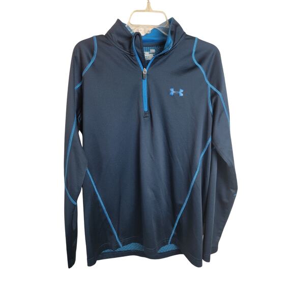Under Armour Cold Gear Blue Quarter Zip Active Top Junior Boys Size Large - Picture 1 of 8